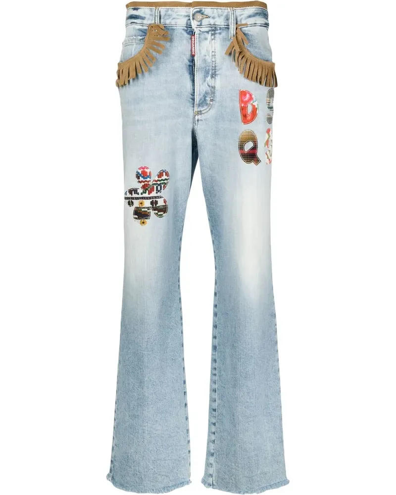 Dsquared2 Bootcut-Jeans mit Fransen - Blau Blau