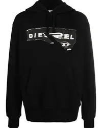 Diesel Hoodie im Distressed-Look Schwarz