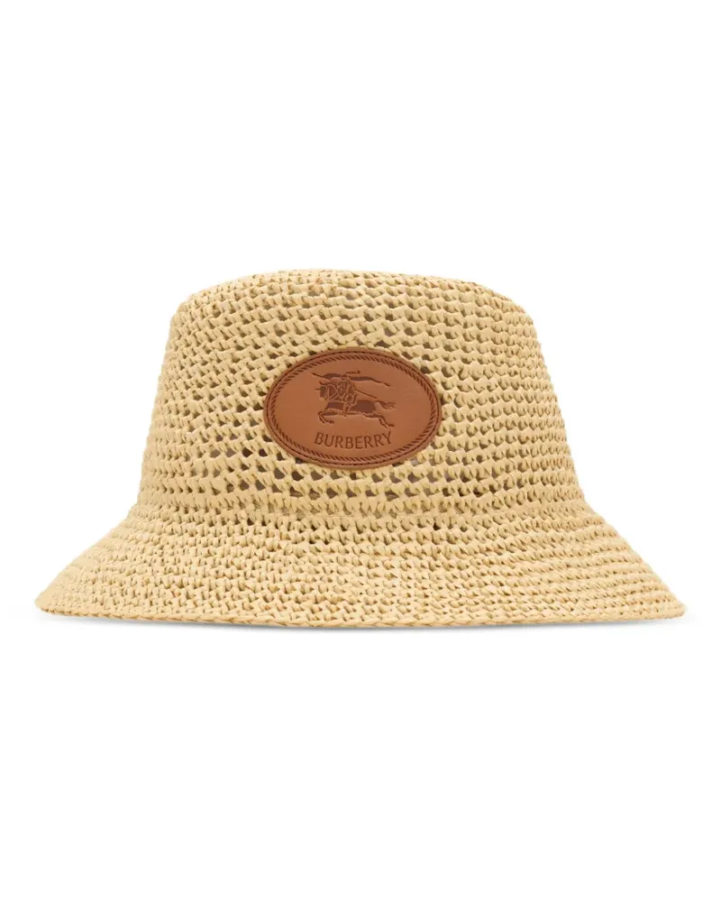 Burberry Knight Stamp Fischerhut in Raffiabast-Optik - Nude Nude