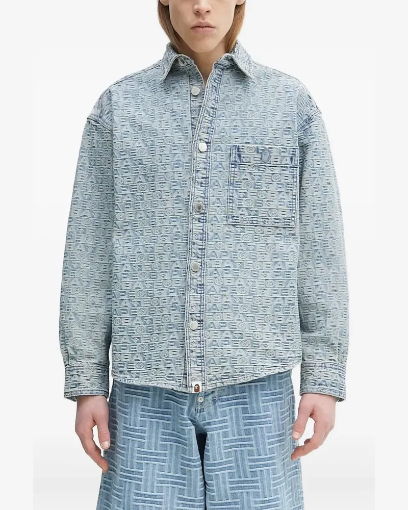 BAPE Hemdjacke aus Denim mit Monogramm-Print - Blau Blau