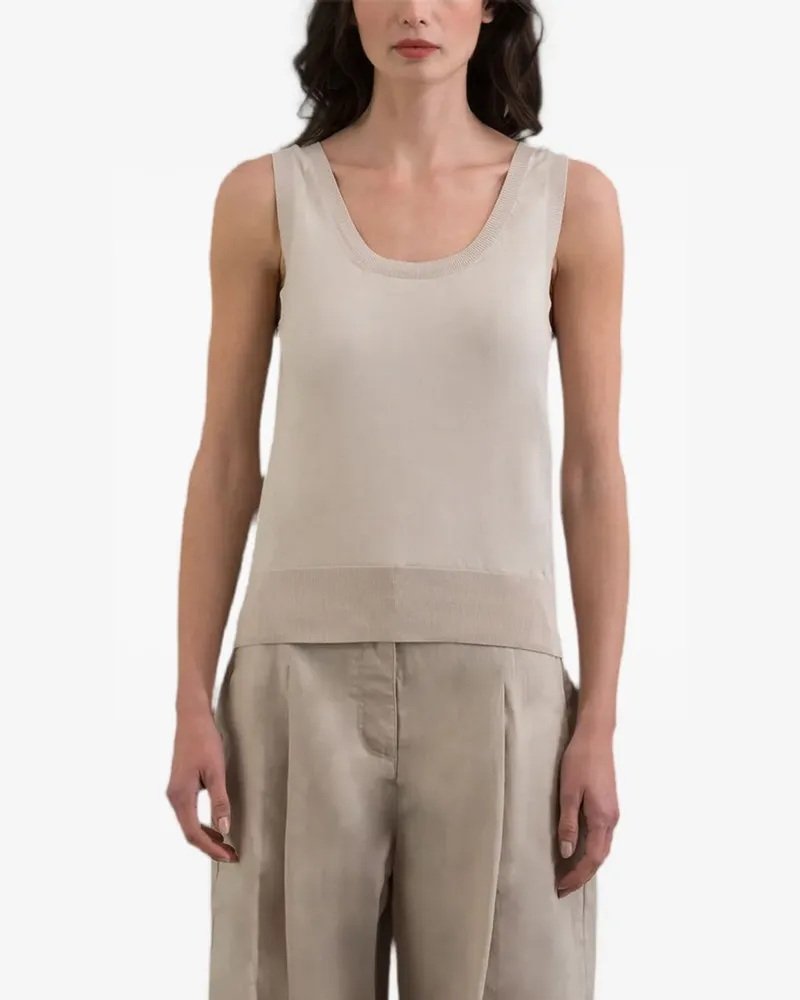 MOORER SABELA-SI5 ribbed-trim tank top - Nude Nude