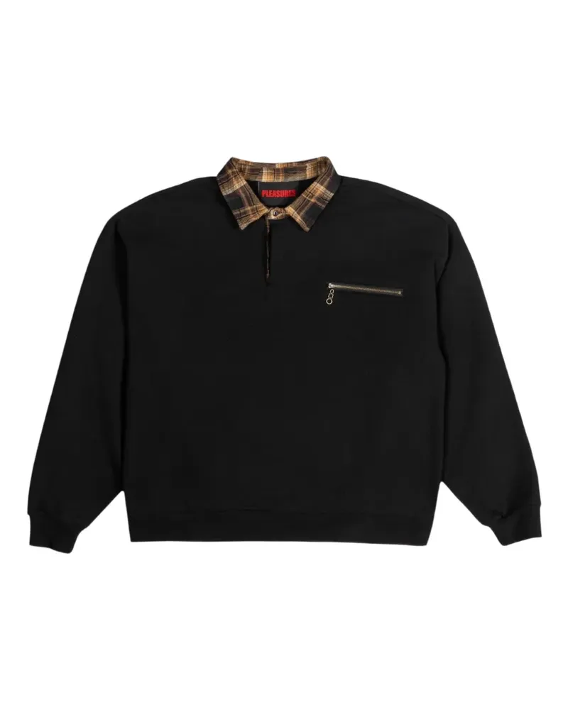 PLEASURES zip-detail pocket polo shirt - Schwarz Schwarz