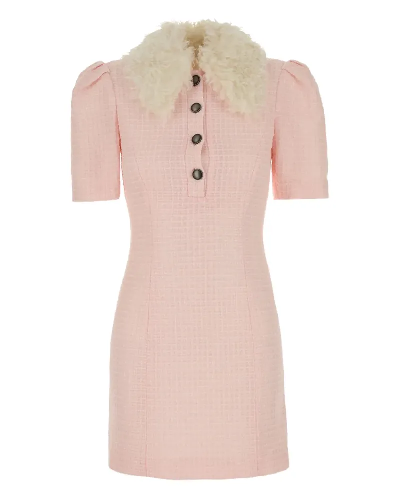 Alessandra Rich Minikleid mit Pelzkragen - Rosa Rosa