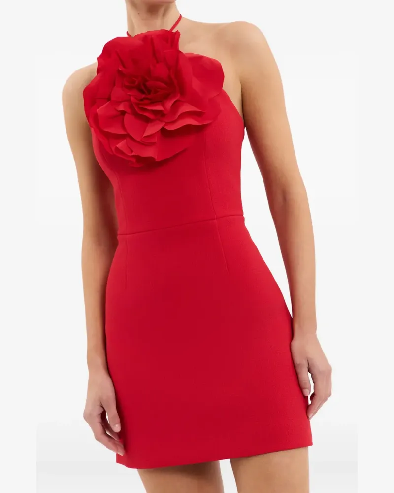 Rebecca Vallance Neckholder-Minikleid mit Rosendetail - Rot Rot