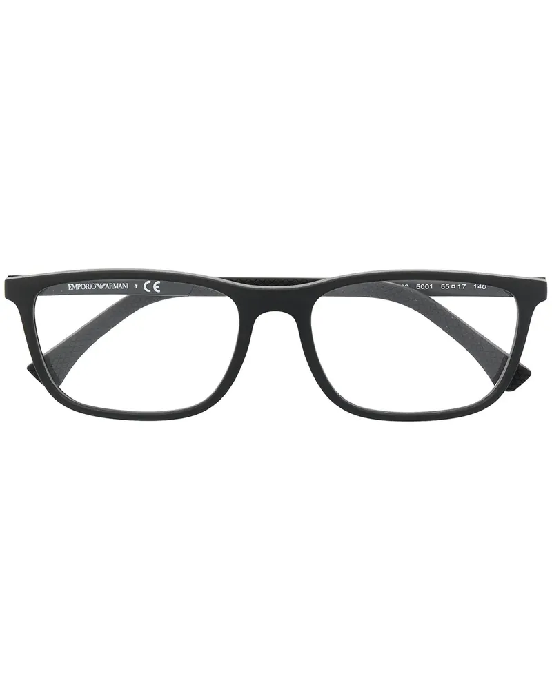 Emporio Armani Eckige Brille mit breitem Gestell - Schwarz Schwarz