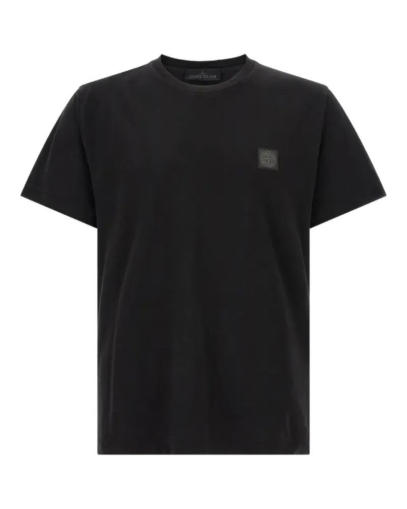 Stone Island T-Shirt mit Logo-Patch - Schwarz Schwarz