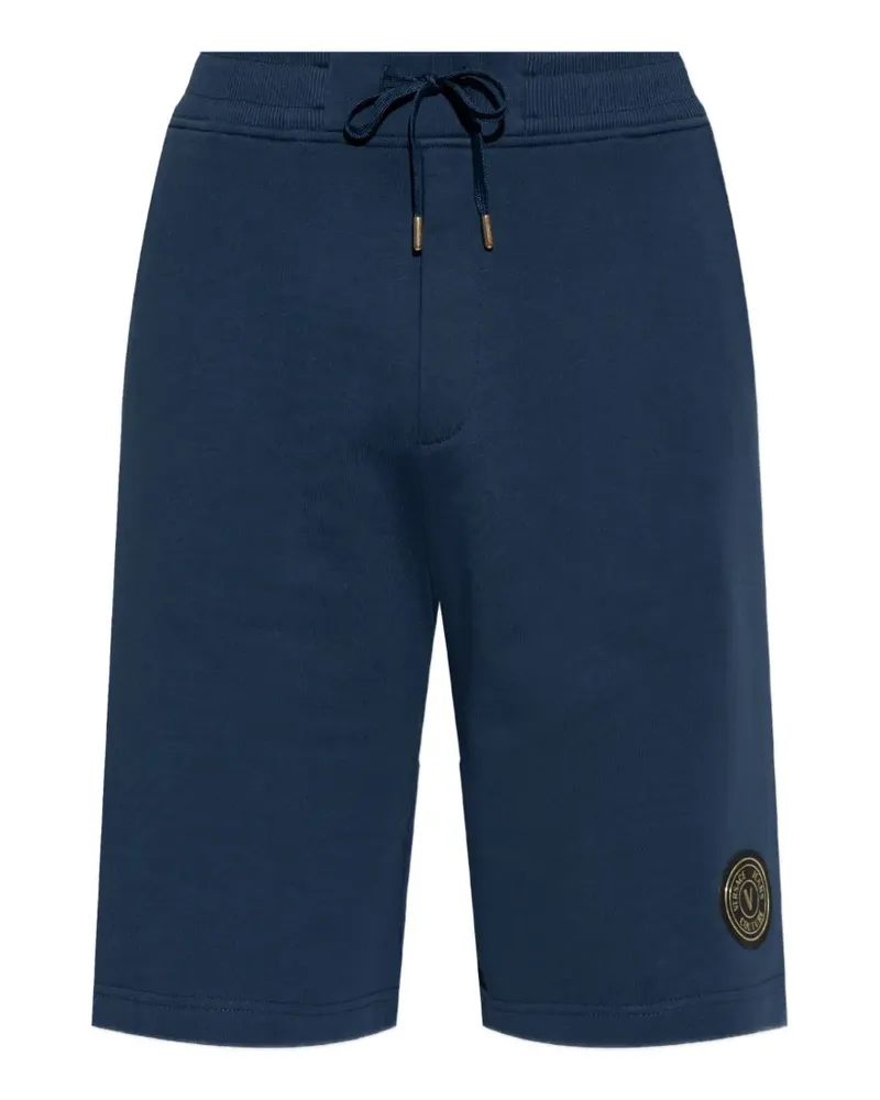 Versace Jeans drawstring-detail logo-patch cotton shorts - Blau Blau