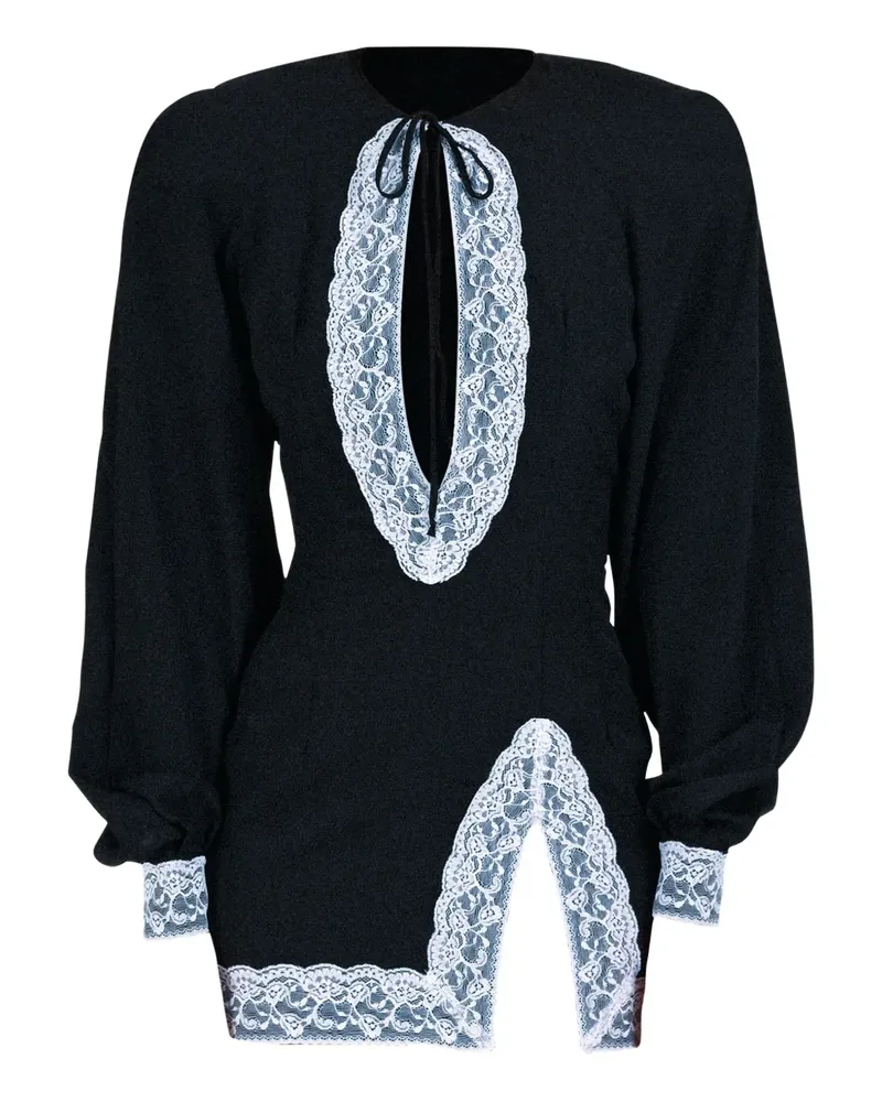 Rowen Rose Kleid mit Schnürung und Spitze - Schwarz Schwarz