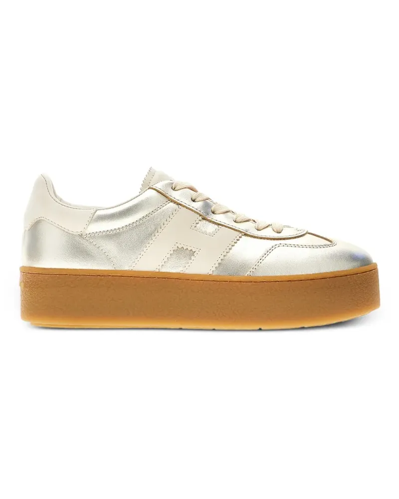 Hogan logo-patch platform sneakers - Gold Gold