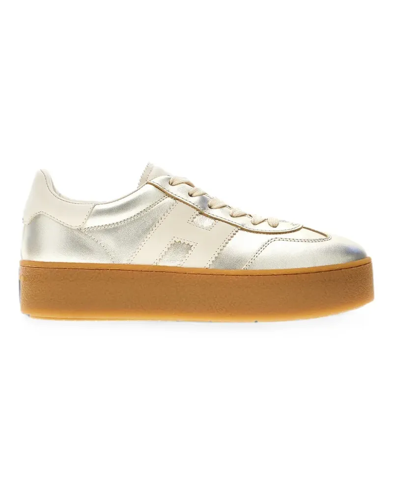 Hogan logo-patch platform sneakers - Gold Gold