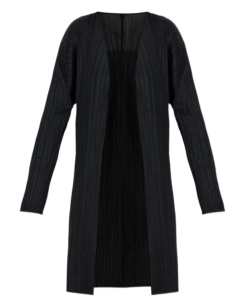 Issey Miyake pleated long coat - Schwarz Schwarz