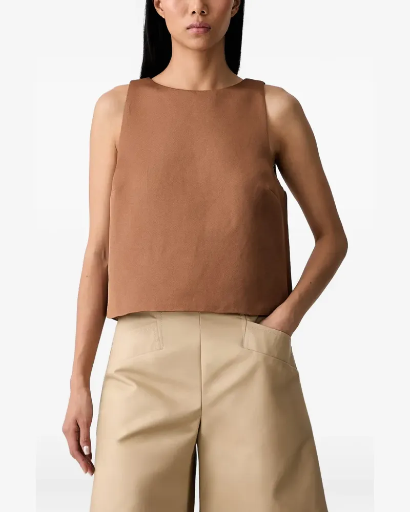 Ganni Oberteil aus braunem Twill Braun