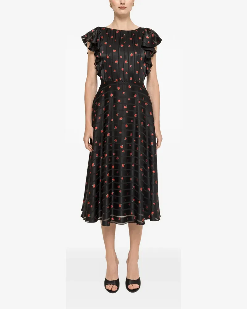 NISSA Midikleid mit Blumenprint - Schwarz Schwarz
