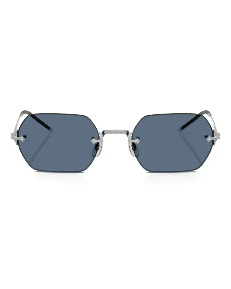 Oliver Peoples Sonnenbrille mit sechseckigem Gestell - Silber Silber
