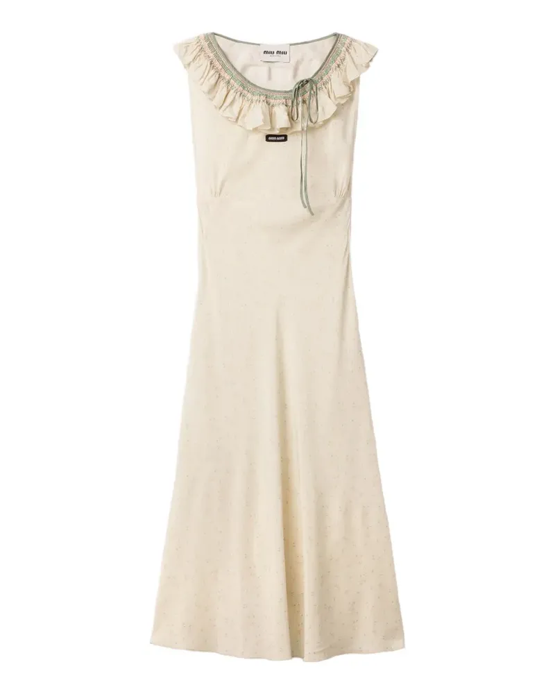 Miu Miu Besticktes Marocain Krepp-Kleid - Nude Nude