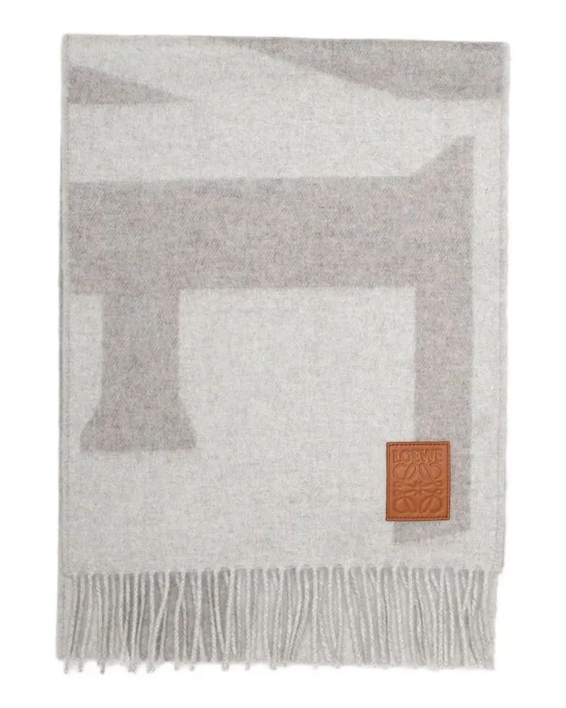 Loewe Schal mit Fransen - Grau Grau