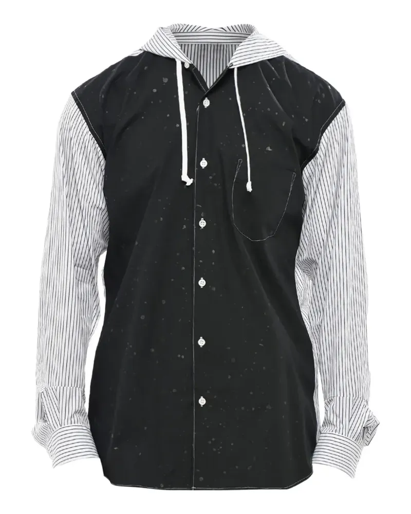 Comme des Garçons Gestreiftes Hemd mit Kapuze - Weiß Weiß
