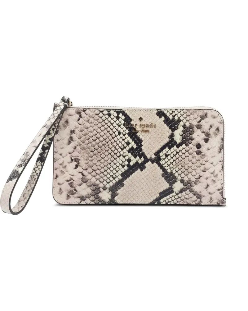 Kate Spade snakeskin-print leather clutch bag - Rosa Rosa