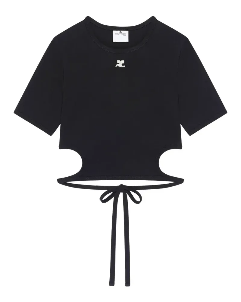 Courrèges T-Shirt mit Cut-Out - Schwarz Schwarz