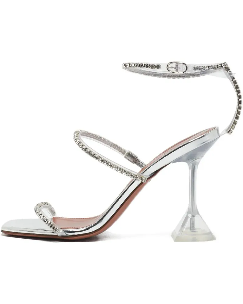 Amina Muaddi Sandalen mit Strass - Silber Silber