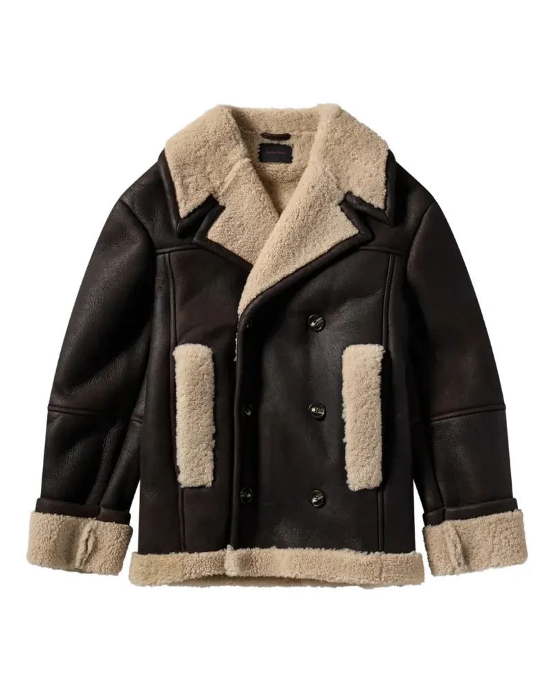 Simone Rocha double-breasted shearling jacket - Braun Braun