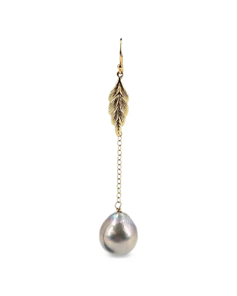 Madison Baroque Pearl leaf-drop earrings - Gold Gold