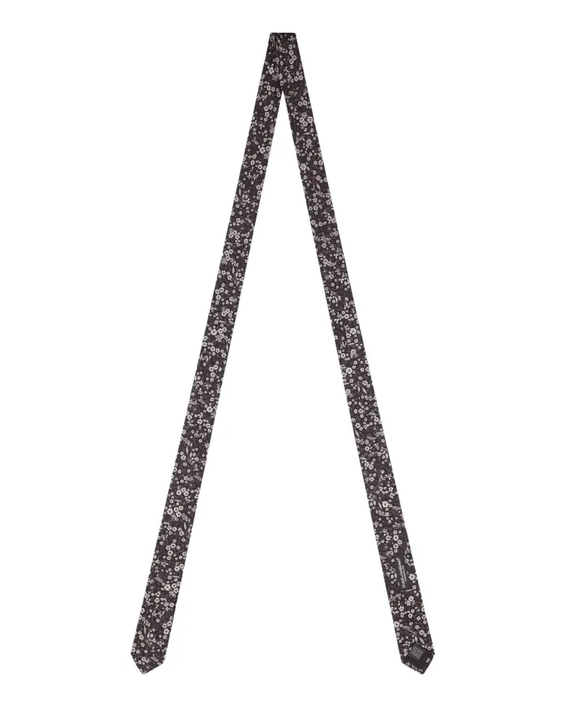 Dolce & Gabbana Krawatte aus Seide mit Blumenprint - Schwarz Schwarz