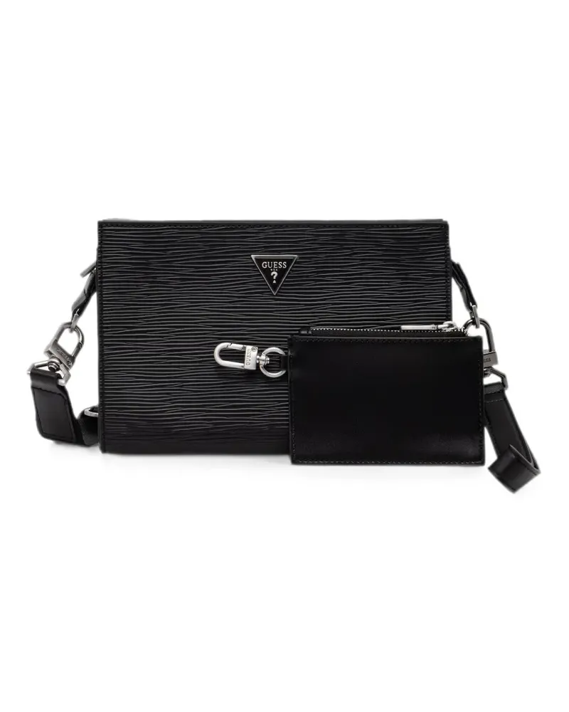 Guess Milano logo-plaque textured bag - Schwarz Schwarz