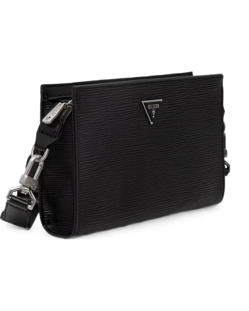 Guess Milano logo-plaque textured bag - Schwarz Schwarz
