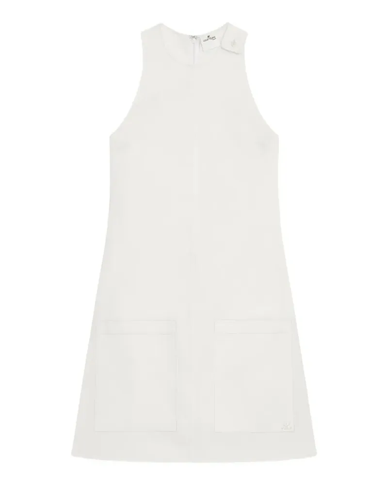 Courrèges Ärmelloses Popeline-Kleid - Weiß Weiß