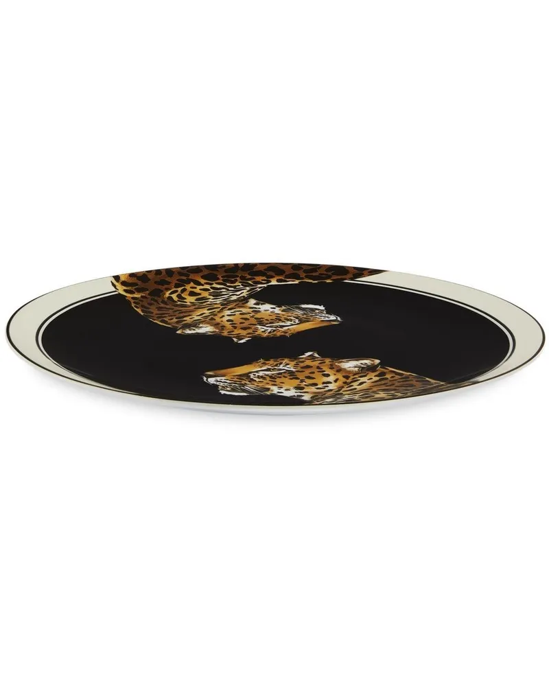 Dolce & Gabbana Porzellanteller mit Leoparden-Print - Schwarz Schwarz