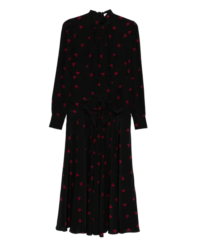 Alessandra Rich Seidenkleid mit Schleifen-Print - Schwarz Schwarz