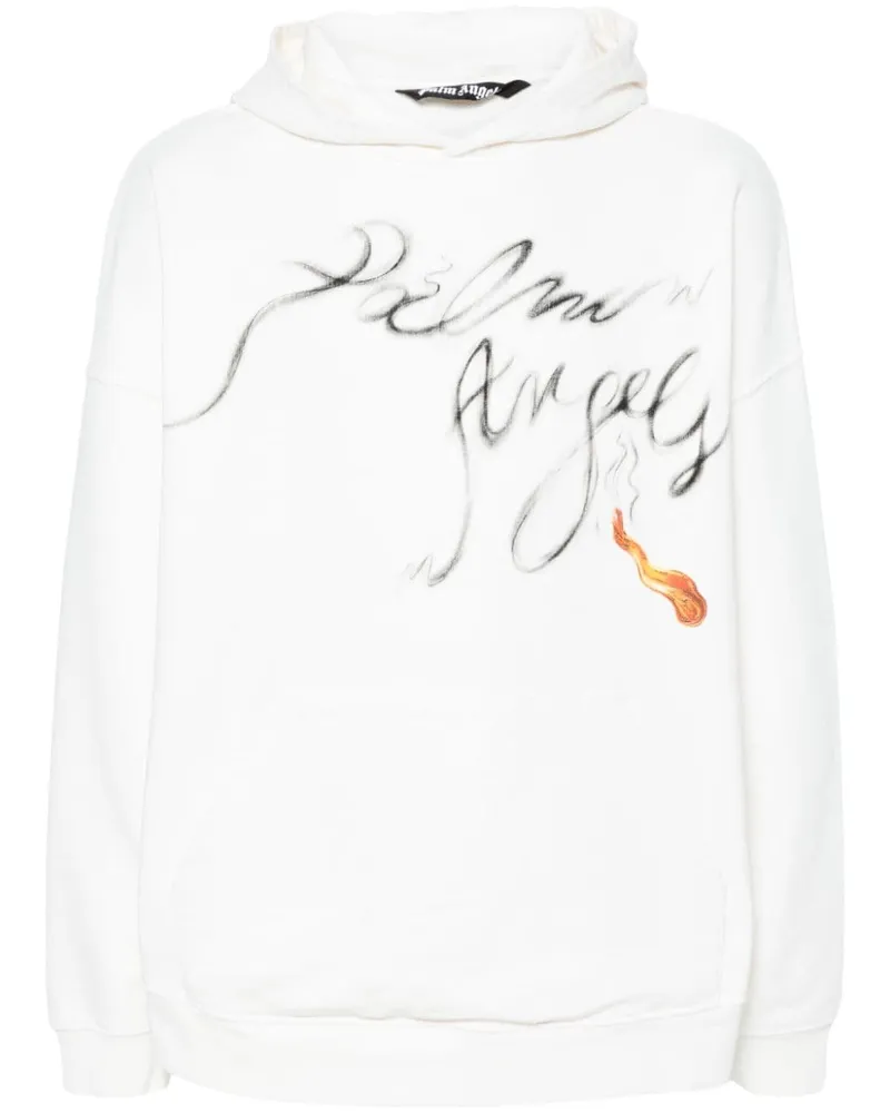 Palm Angels Foggy Hoodie mit Logo-Print - Weiß Weiß