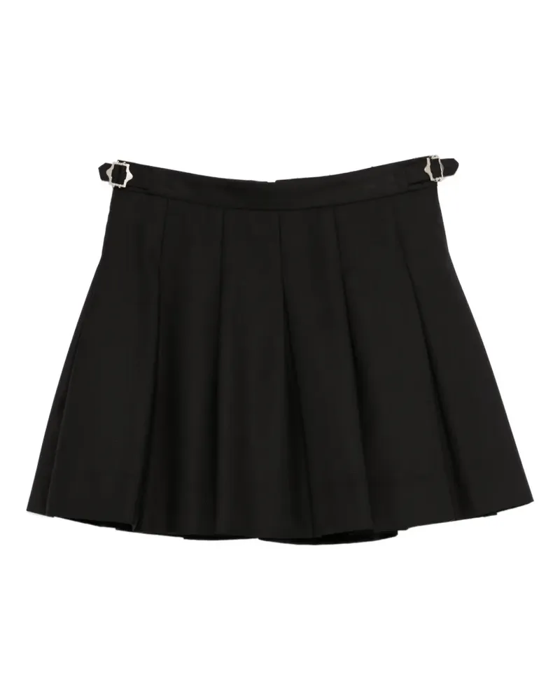 Dunst Plissierter Minirock mit Schnalle - Schwarz Schwarz