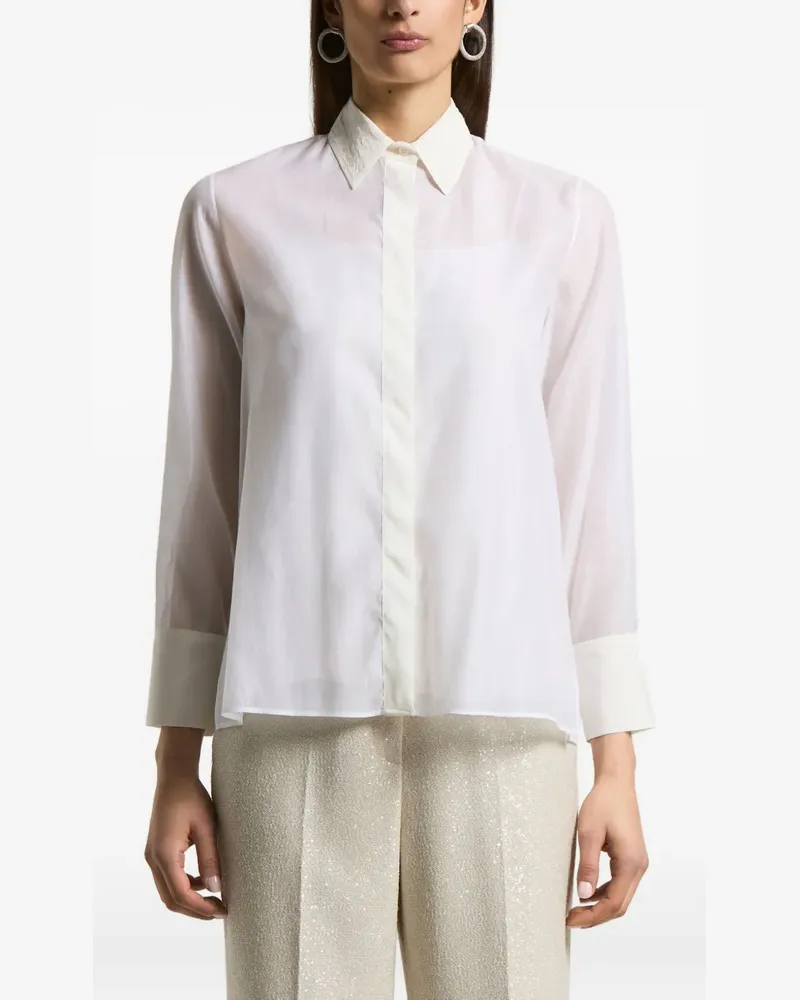 Peserico embroidered-collar shirt - Weiß Weiß