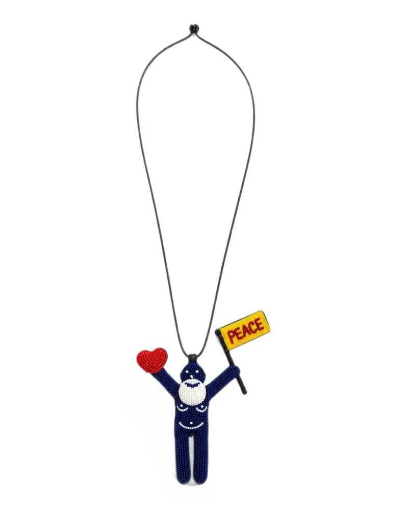 Walter van Beirendonck Peace Jewel beaded necklace - Blau Blau