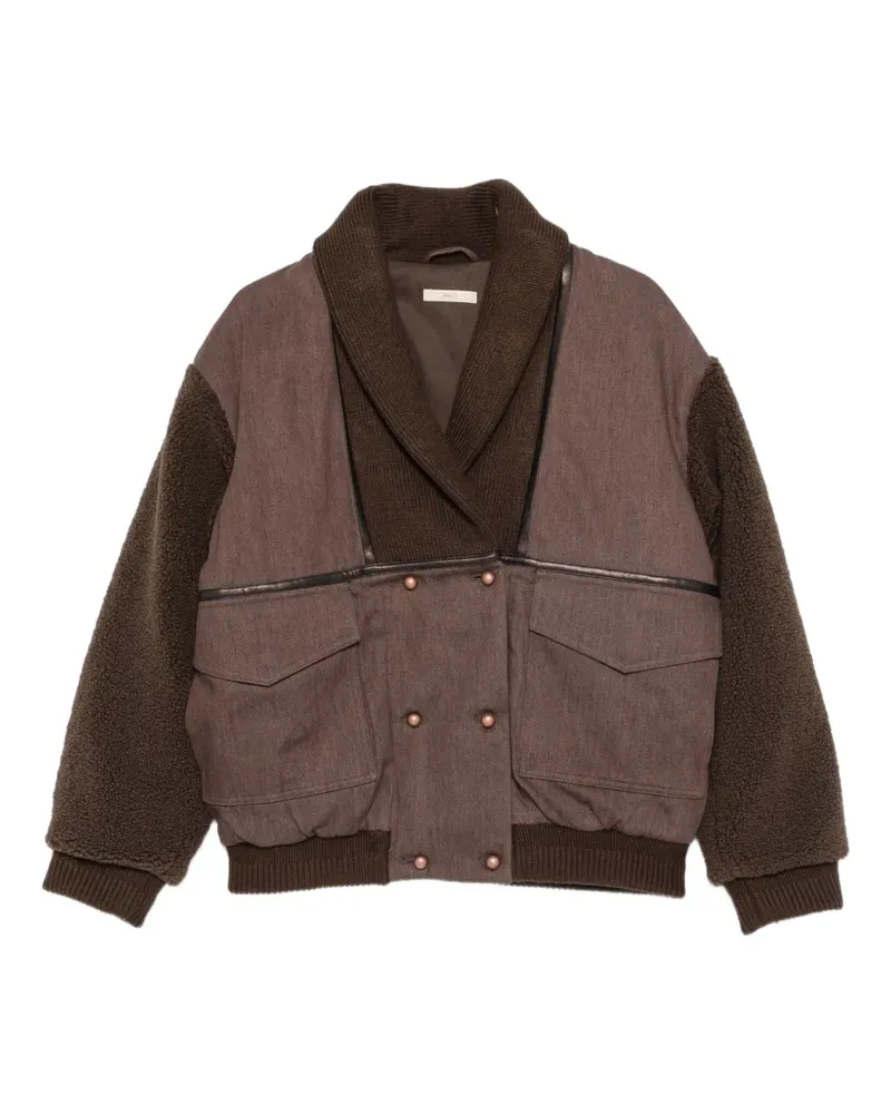 Sessùn Doppelreihige Jacke mit Fleeceärmeln - Braun Braun