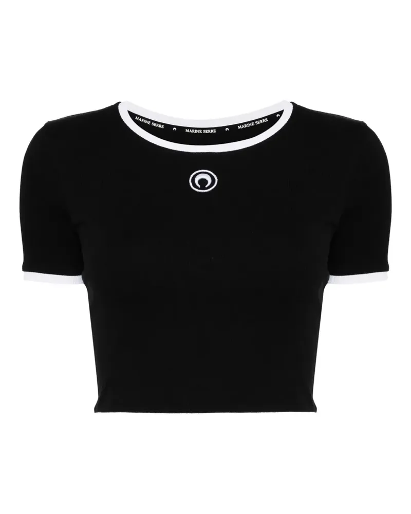 Marine Serre Top mit Logo - Schwarz Schwarz