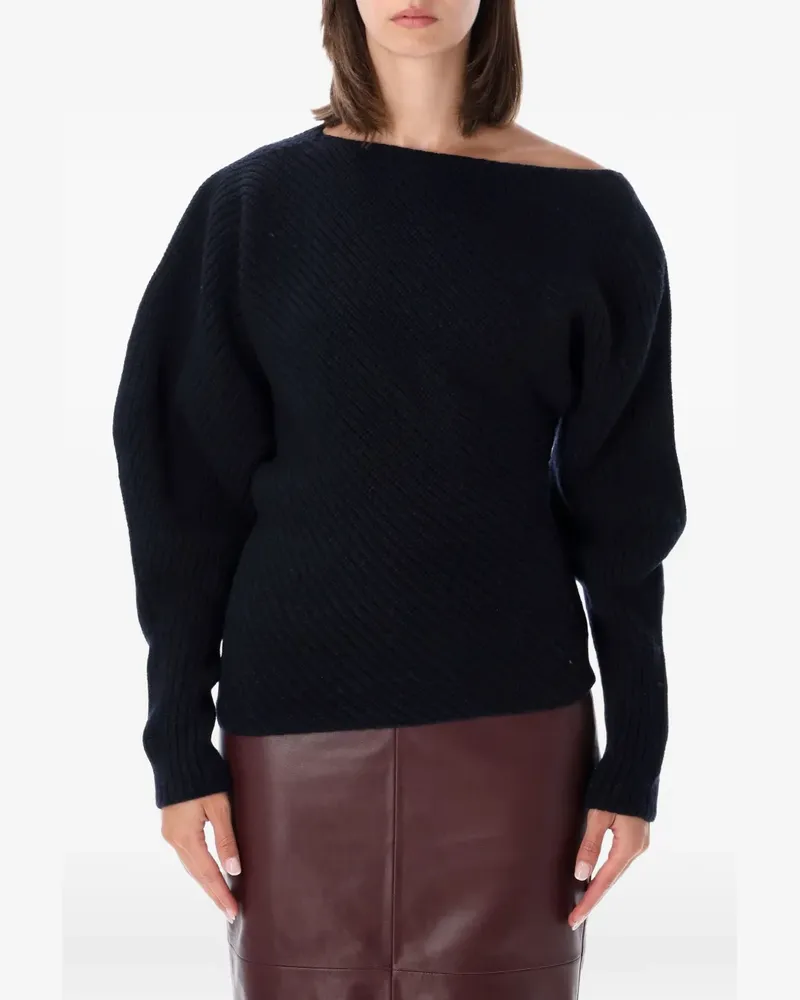 Alberta Ferretti asymmetrical ribbed-knit sweater - Blau Blau