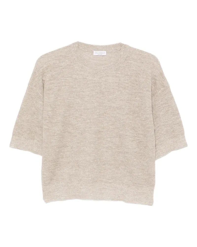 Brunello Cucinelli fine-knit short-sleeve T-shirt - Nude Nude