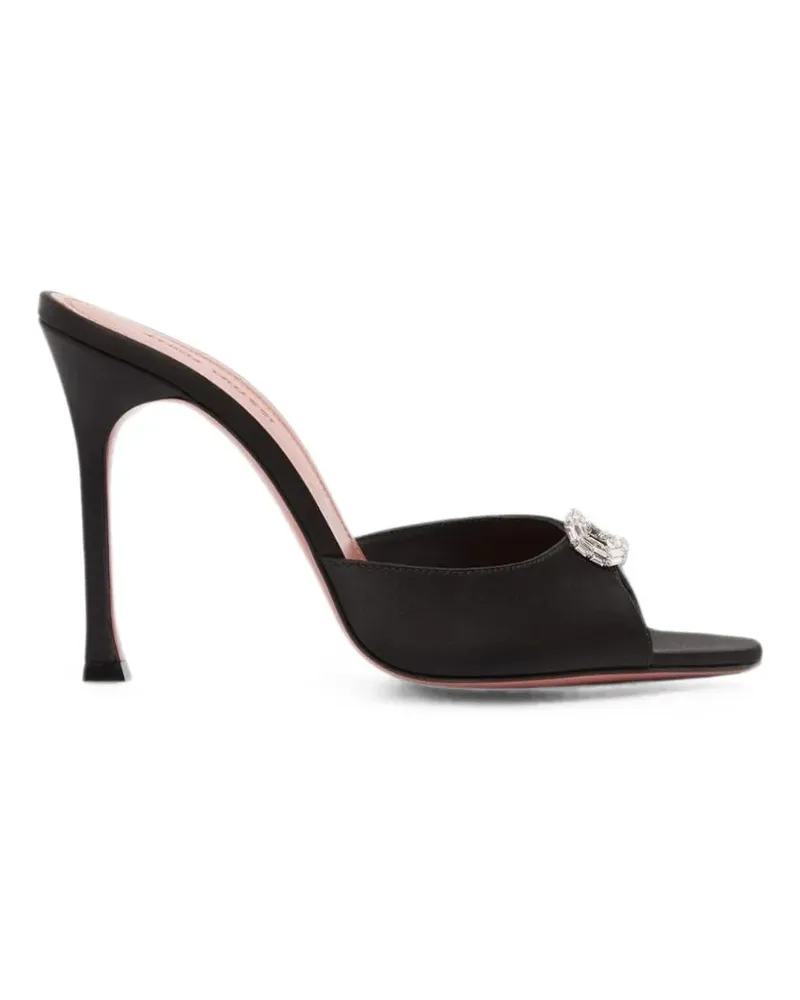 Amina Muaddi mini Camelia slippers 105 black satin - Schwarz Schwarz
