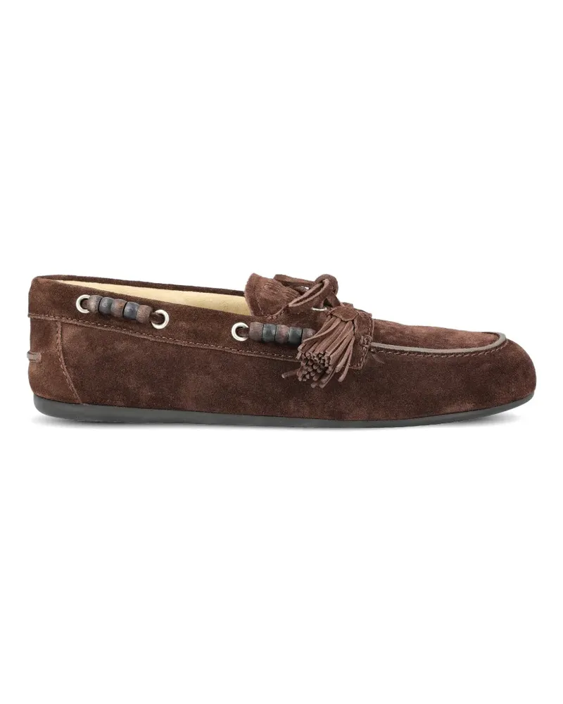 Miu Miu tassel-detail beaded loafers - Braun Braun