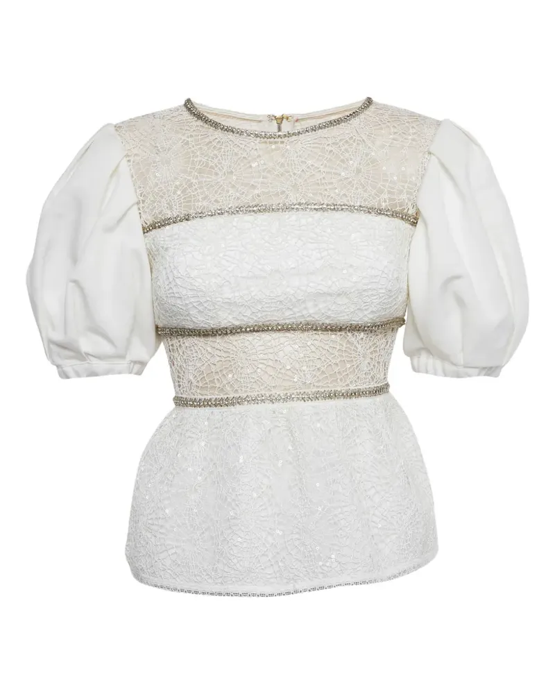 Self-Portrait lace embellished top - Weiß Weiß