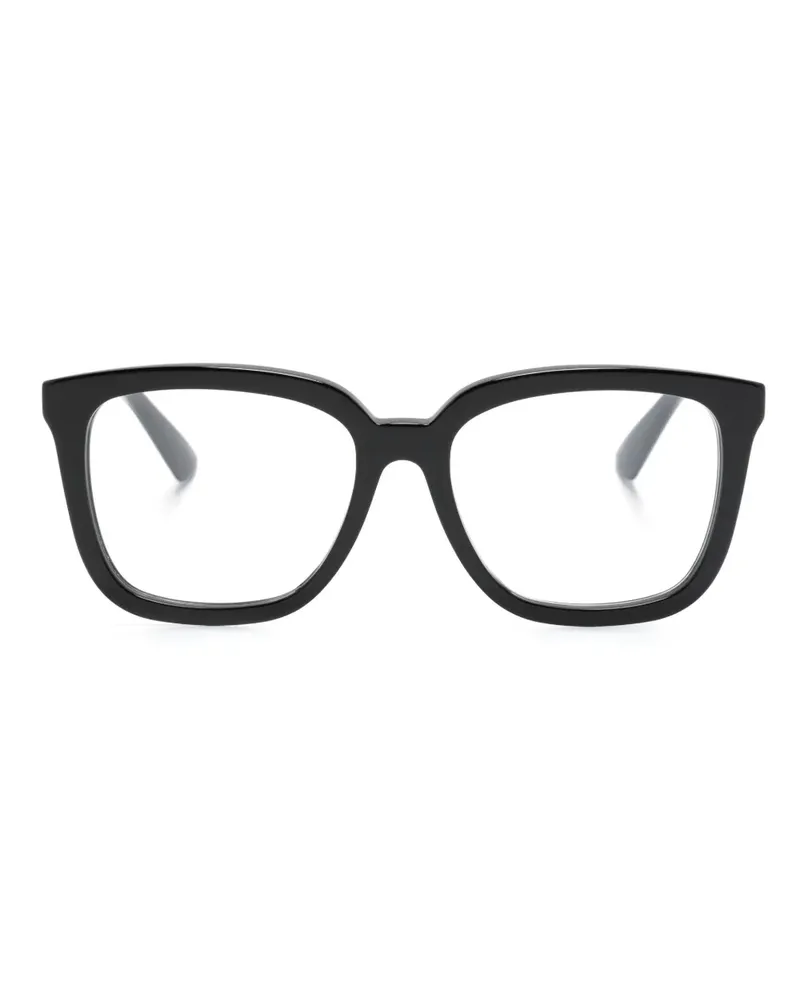 Gucci Eckige Brille mit Logo-Schild - Schwarz Schwarz