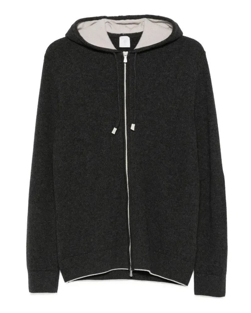 Eleventy ribbed-knit zip-up hoodie - Schwarz Schwarz