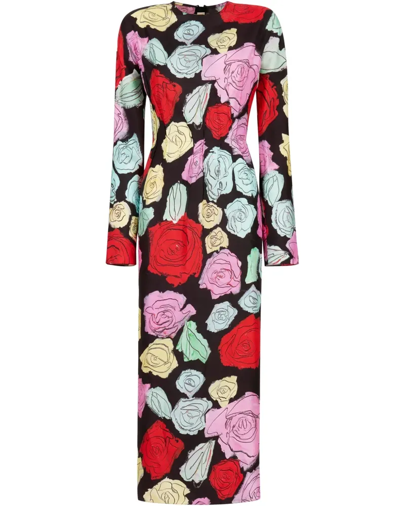 Marni Kleid mit Blumen-Print - Schwarz Schwarz