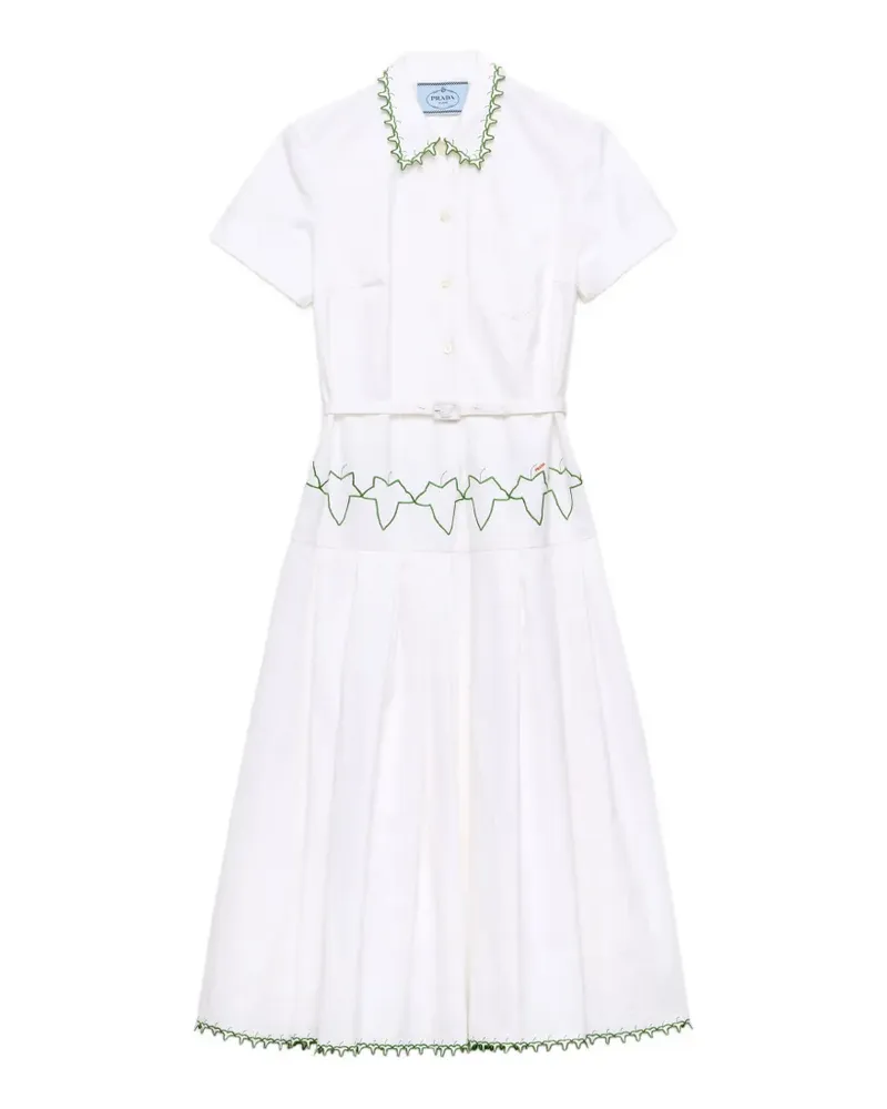 Prada embroidered old reps cloth dress - Weiß Weiß
