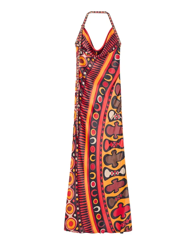 Emilio Pucci Soleil-print orange satin dress - Rot Rot