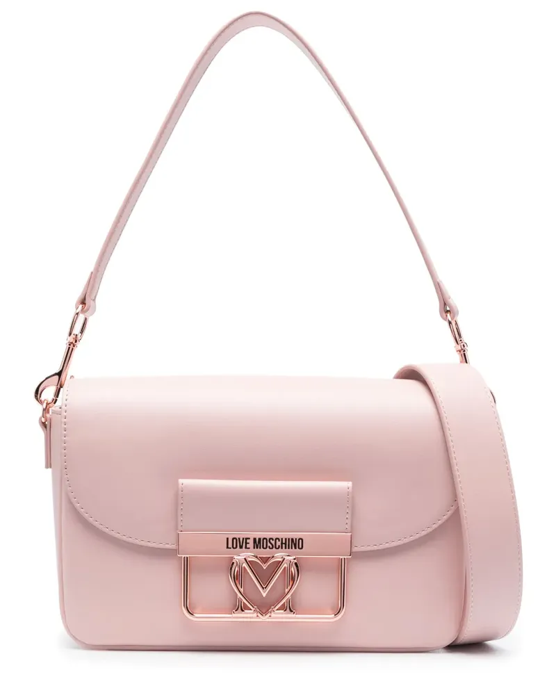 Moschino Schultertasche mit Schild - Rosa Rosa