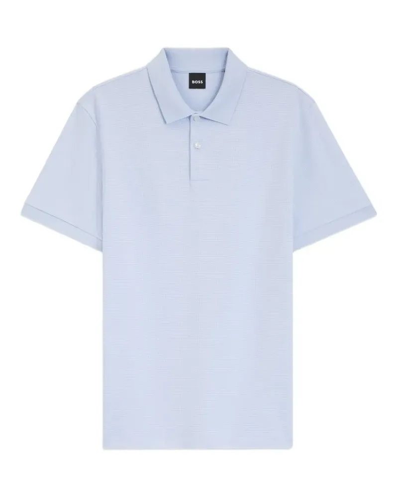 HUGO BOSS textured-knit cotton polo shirt - Blau Blau